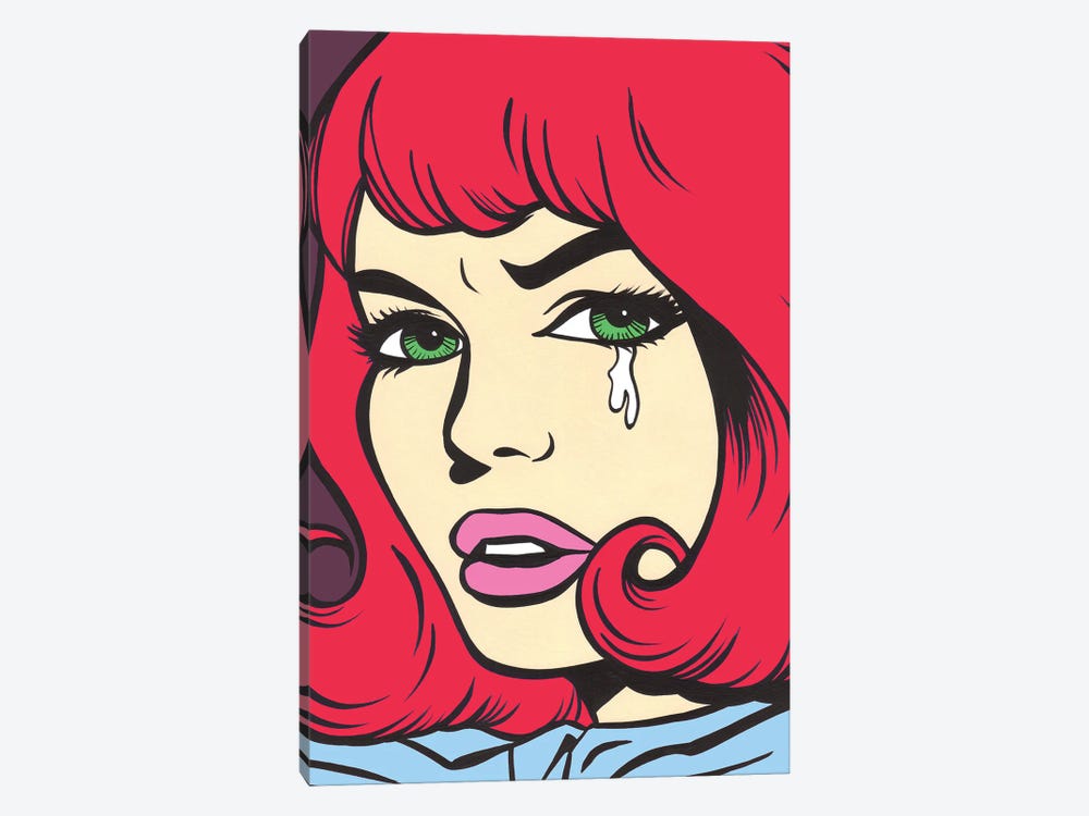 Red Crying Comic Girl by Allyson Gutchell 1-piece Canvas Art Print
