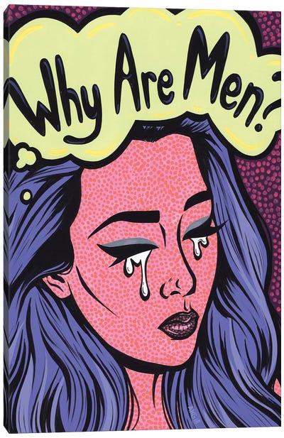 Why Are Men? Crying Girl Canvas Art Print - Similar to Roy Lichtenstein
