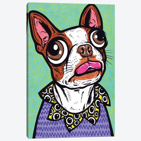 Brown Boston Terrier Tongue Canvas Print #AGU168} by Allyson Gutchell Canvas Artwork