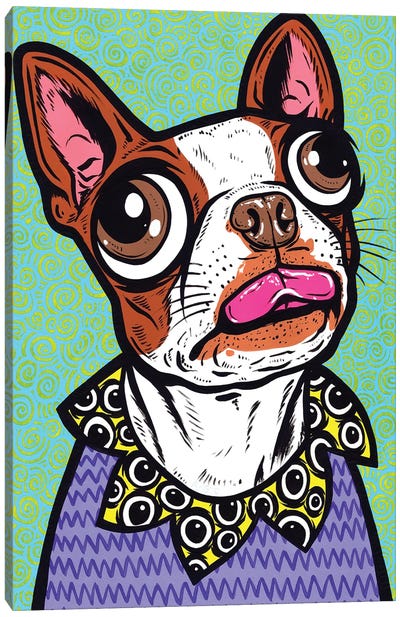 Brown Boston Terrier Tongue Canvas Art Print - Allyson Gutchell