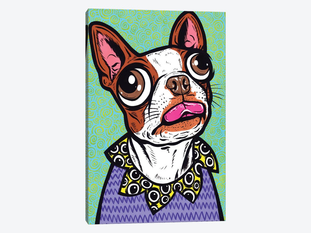 Brown Boston Terrier Tongue by Allyson Gutchell 1-piece Canvas Wall Art