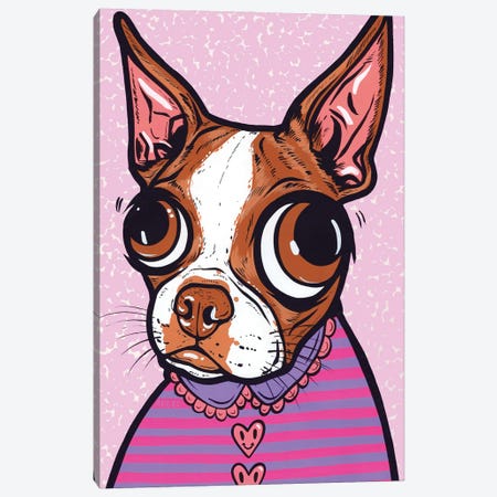 Striped Brown Boston Terrier Canvas Print #AGU169} by Allyson Gutchell Canvas Artwork
