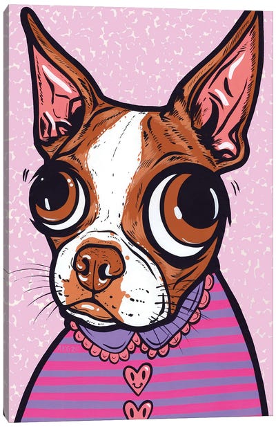 Striped Brown Boston Terrier Canvas Art Print - Allyson Gutchell