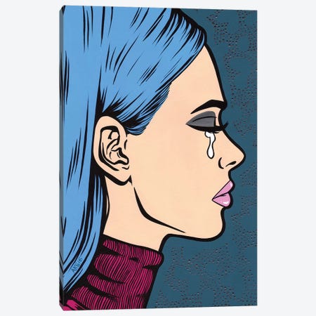 Blue Turtleneck Sad Girl Canvas Print #AGU16} by Allyson Gutchell Art Print
