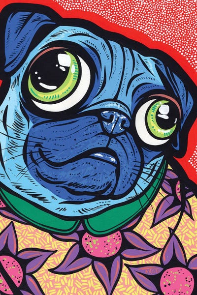 Pugs: Blue Pug by Allyson Gutchell