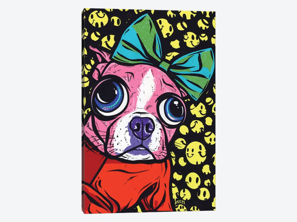 Smiley Boston Terrier 1-piece Canvas Art