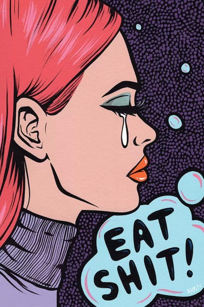 Eat It! Comic Girl by Allyson Gutchell metal wall art