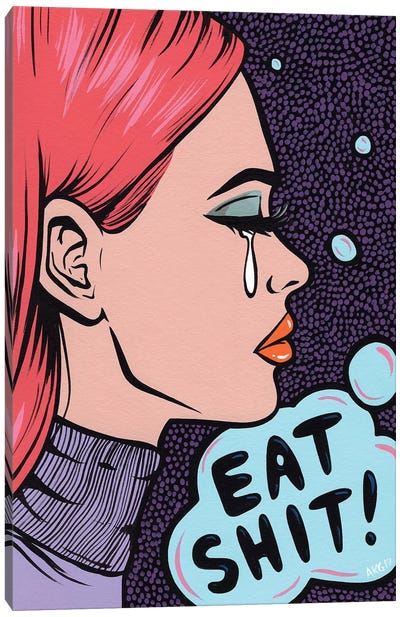 Eat It! Comic Girl Canvas Art Print - Witty Humor Art