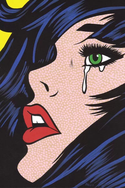 Pop Art: Green Eyes Crying Girl by Allyson Gutchell