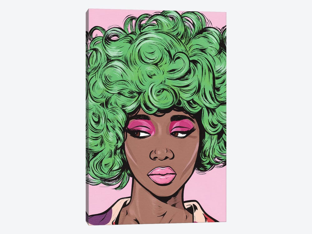 Green Kawaii Comic Girl by Allyson Gutchell 1-piece Canvas Art Print