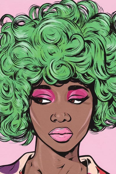 Pop Art: Green Kawaii Comic Girl by Allyson Gutchell