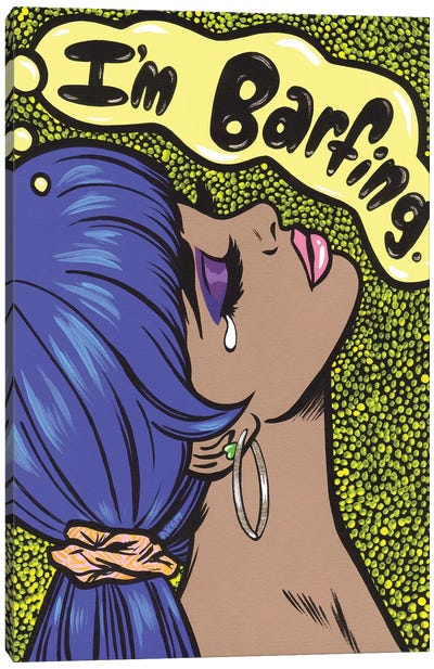 I'm Barfing Comic Girl Canvas Art Print - Similar to Roy Lichtenstein