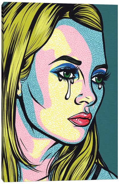 Kate Crying Comic Girl Canvas Art Print - Similar to Roy Lichtenstein