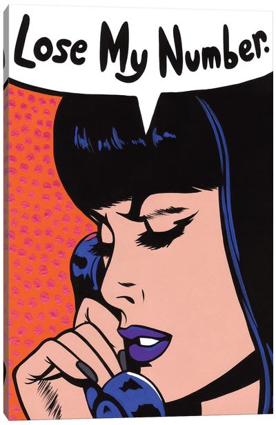 Lose My Number Comic Girl Canvas Art Print - Similar to Roy Lichtenstein