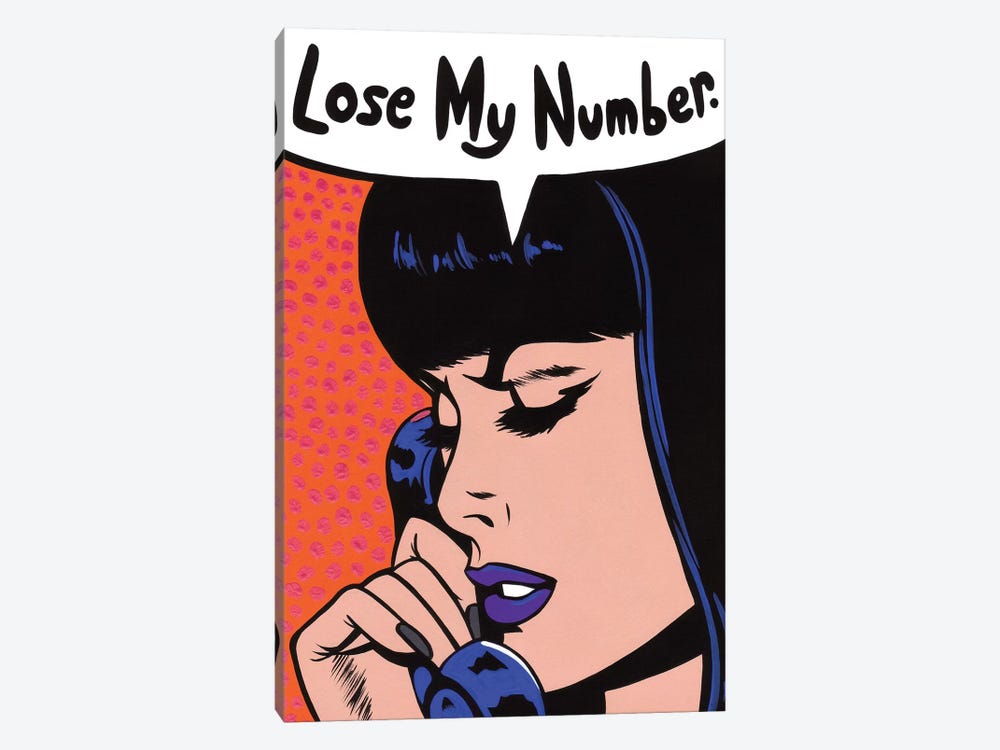 Lose My Number Comic Girl by Allyson Gutchell 1-piece Canvas Art Print