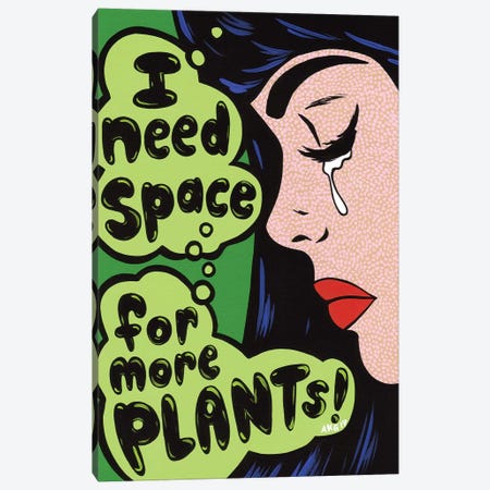 More Plants! Comic Girl Canvas Print #AGU44} by Allyson Gutchell Canvas Art
