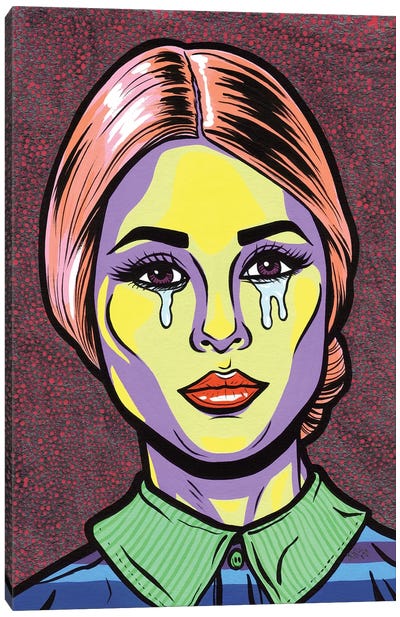Peach Crying Comic Girl Canvas Art Print - Pop Art