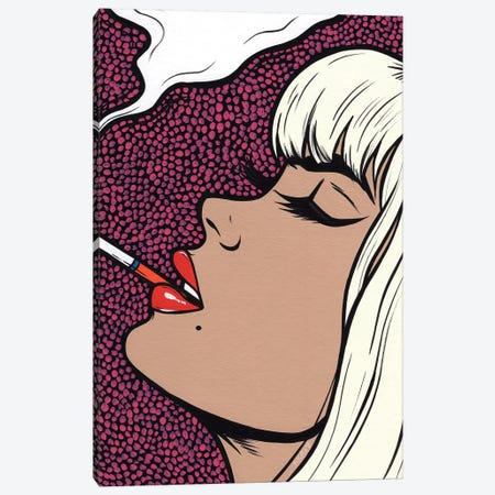 Platinum Blonde Smoking Girl Canvas Print #AGU53} by Allyson Gutchell Canvas Wall Art