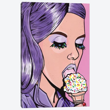Purple Ice Cream Comic Girl Canvas Print #AGU58} by Allyson Gutchell Canvas Art