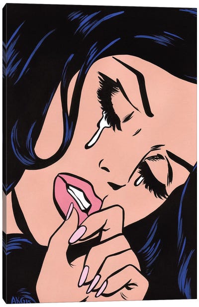 Sad Comic Girl II Canvas Art Print - Similar to Roy Lichtenstein