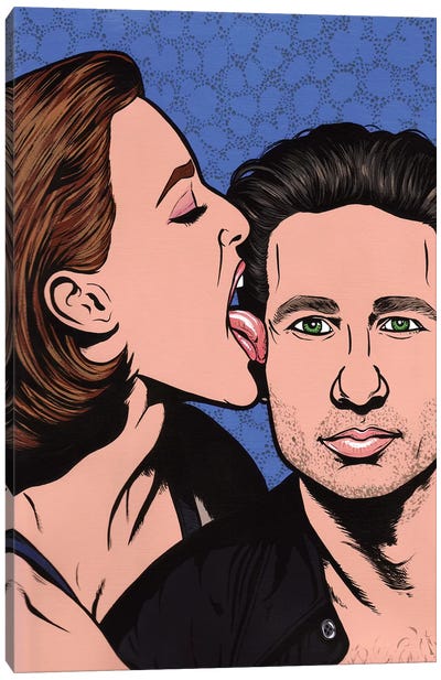 Scully And Mulder Canvas Art Print - Crime Drama TV Show Art