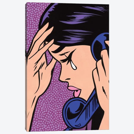 Telephone Crying Girl Canvas Print #AGU70} by Allyson Gutchell Canvas Wall Art