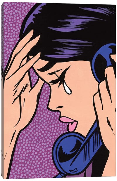 Telephone Crying Girl Canvas Art Print - Similar to Roy Lichtenstein