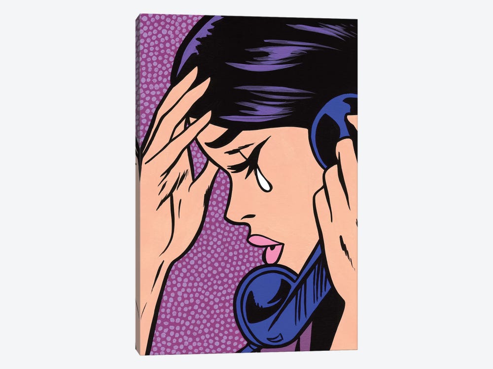 Telephone Crying Girl by Allyson Gutchell 1-piece Canvas Wall Art