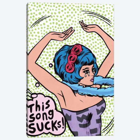 This Song Sucks! Comic Girl Canvas Print #AGU72} by Allyson Gutchell Canvas Art