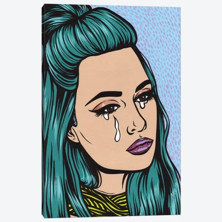 Turquoise Crying Girl Canvas Print #AGU76} by Allyson Gutchell Art Print