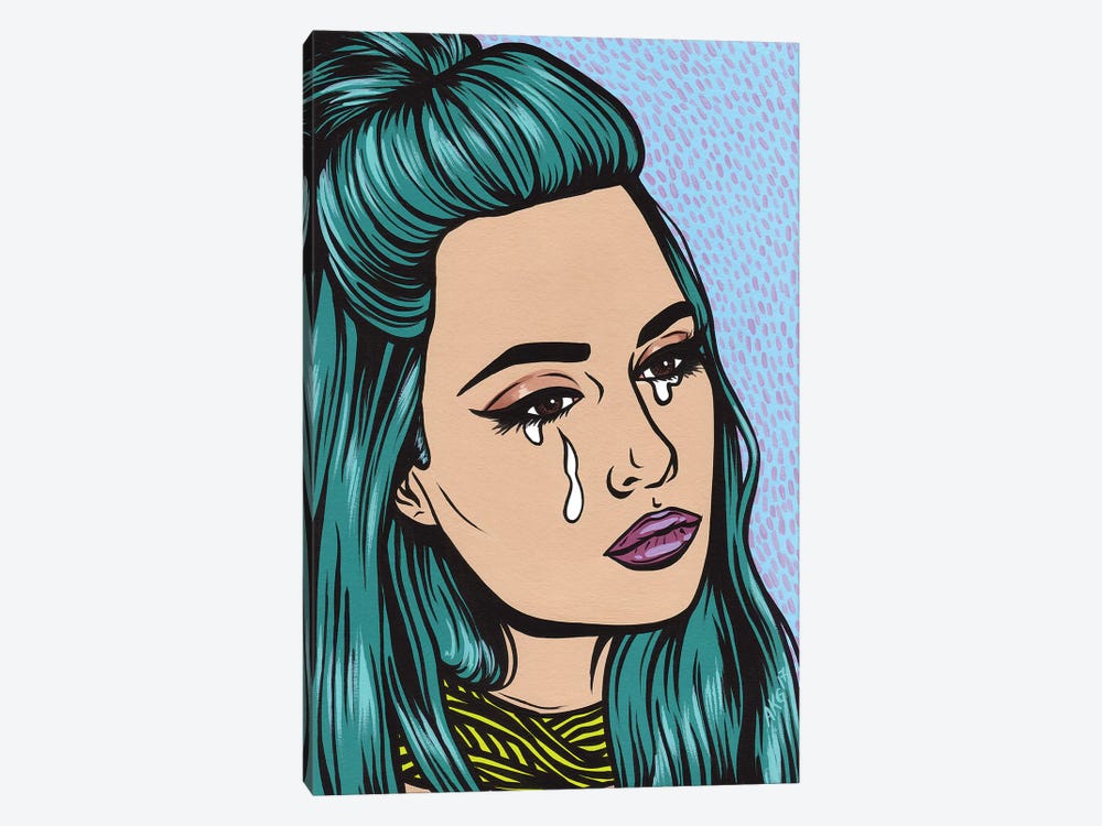 Turquoise Crying Girl by Allyson Gutchell 1-piece Canvas Artwork