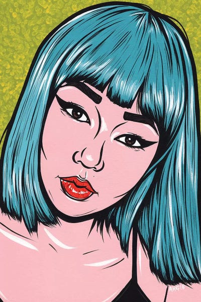 Blue Bangs Comic Girl by Allyson Gutchell canvas print