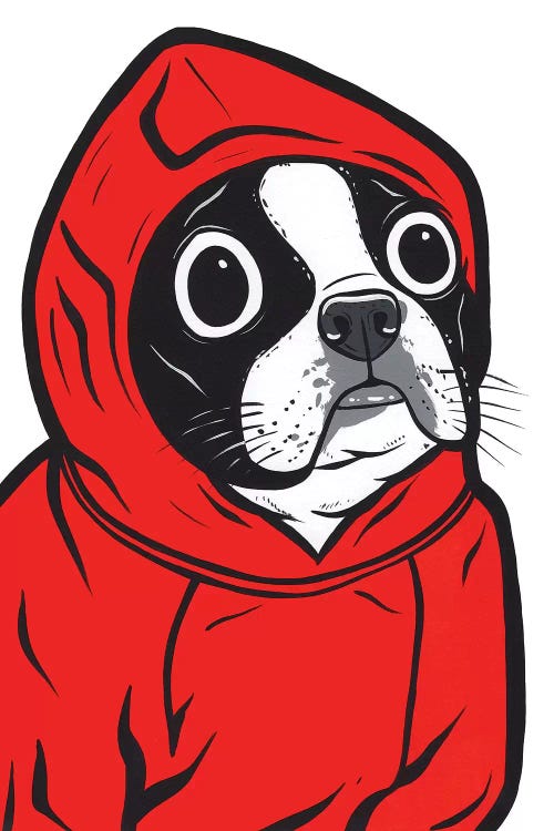 Boston Terrier Hoodie by Allyson Gutchell wall art