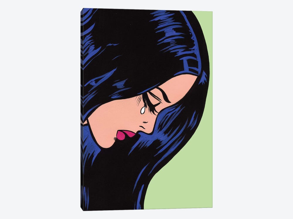Black Hair Crying Girl 1-piece Art Print