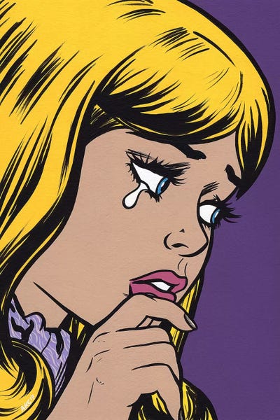 Blonde Bangs Sad Girl by Allyson Gutchell canvas print