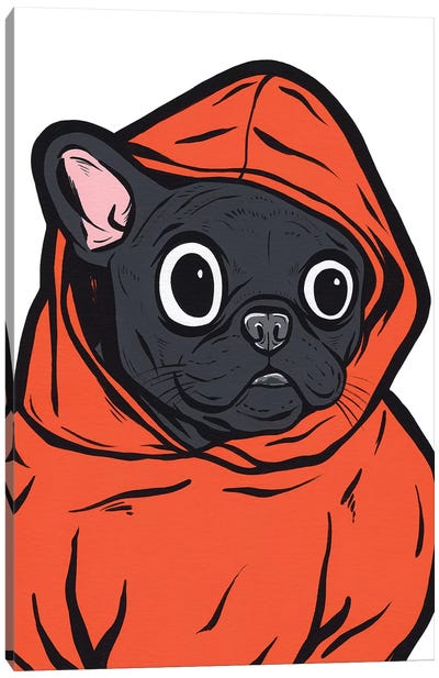 French Bulldog Hoodie Canvas Art Print - French Bulldog Art