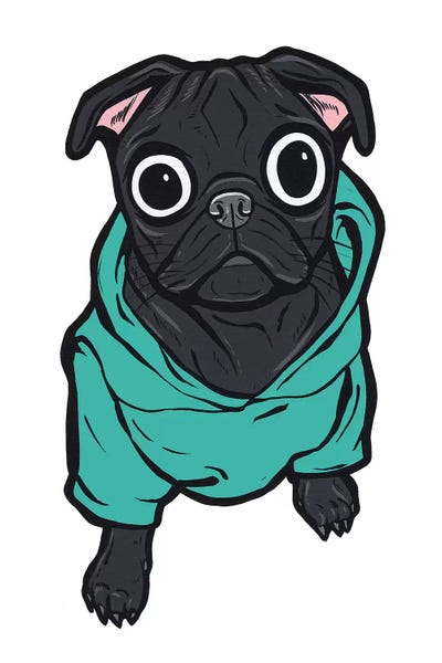 Bison & Buffaloes: Pug Hoodie by Allyson Gutchell