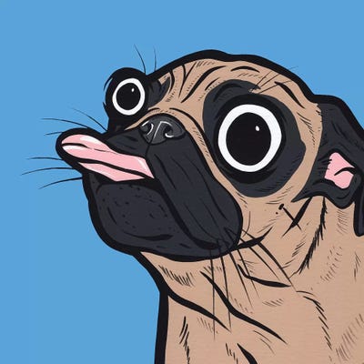 Pug Tongue by Allyson Gutchell metal wall art