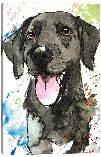 Remmy The Black Lab Canvas Art Print - Labrador Retriever Art