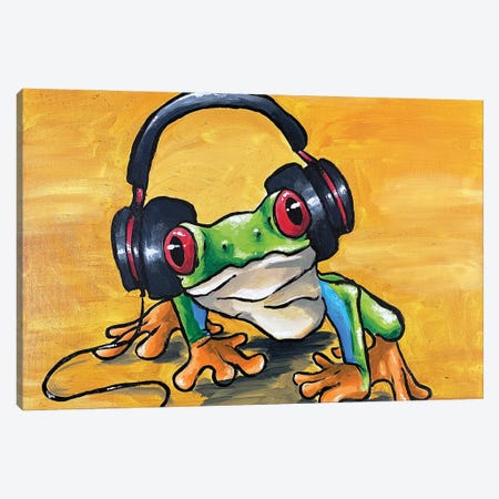 Rock N Roll Tree Frog Canvas Print #AGY105} by Allison Gray Canvas Print