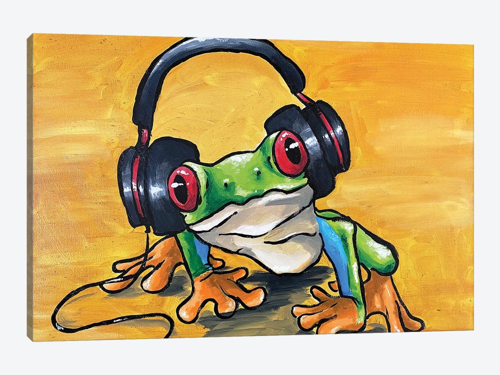 Rock N Roll Tree Frog by Allison Gray 1-piece Canvas Artwork