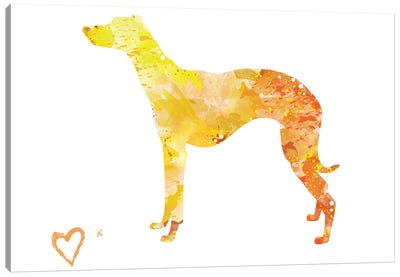 Whippet Greyhound Silhouette Canvas Art Print - Pantone 2021 Ultimate Gray & Illuminating