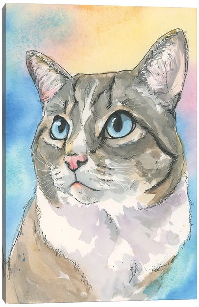 Blue Eyed Cat Canvas Art Print - Allison Gray