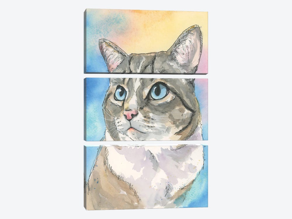 Blue Eyed Cat by Allison Gray 3-piece Canvas Print