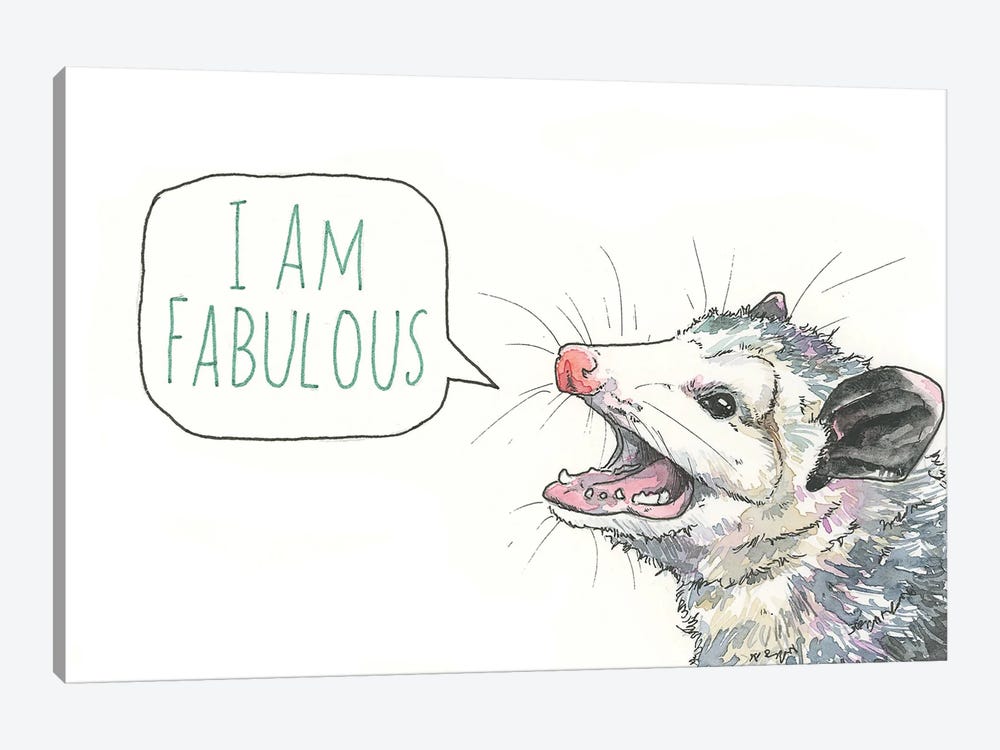 Fabulous Opossum by Allison Gray 1-piece Canvas Art