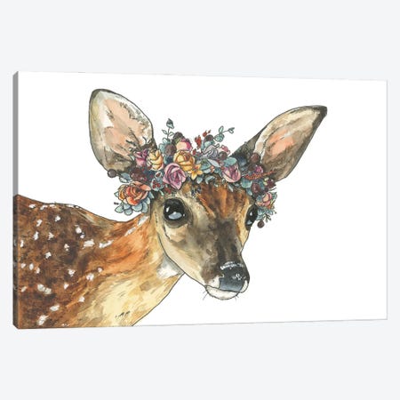 Fawn With Floral Crown Canvas Print #AGY169} by Allison Gray Canvas Artwork