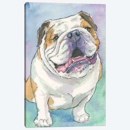 Happy English Bulldog Canvas Print #AGY172} by Allison Gray Art Print
