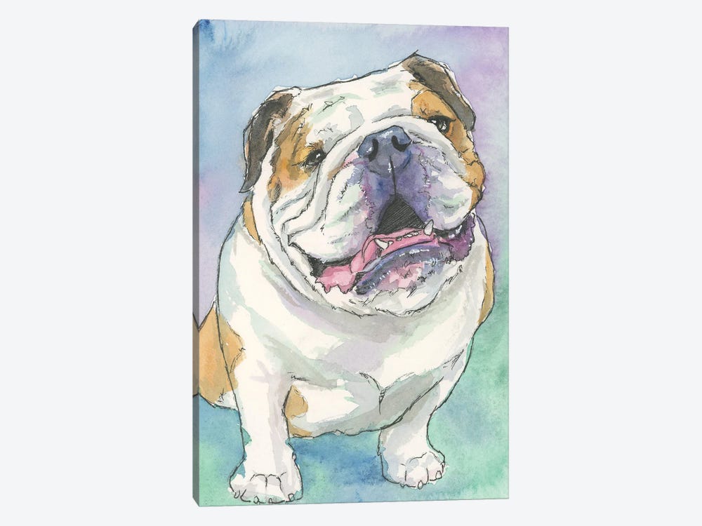 Happy English Bulldog by Allison Gray 1-piece Canvas Wall Art