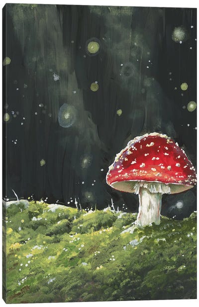 Toadstool Glow Canvas Art Print - Mushroom Art