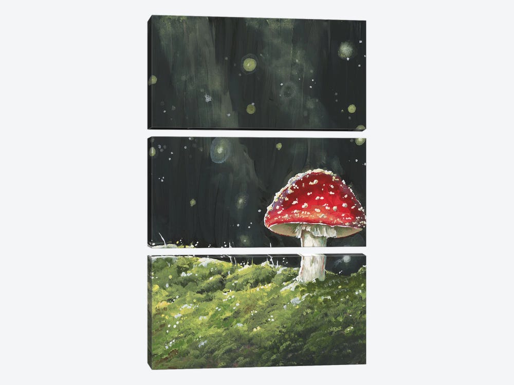 Toadstool Glow by Allison Gray 3-piece Canvas Print